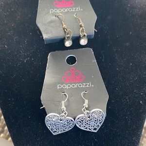 Paparazzi Silver Filigree Heart Dangle Earrings